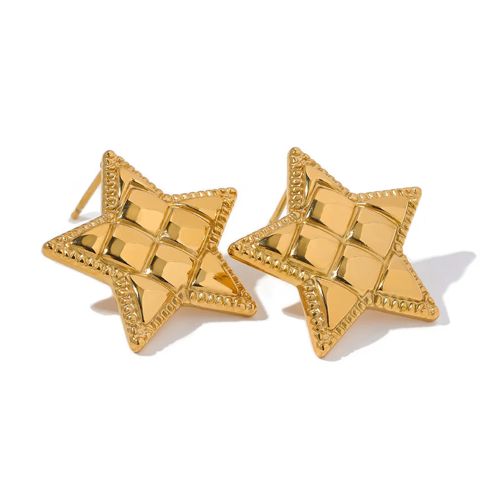 Star Texture Stud Earrings