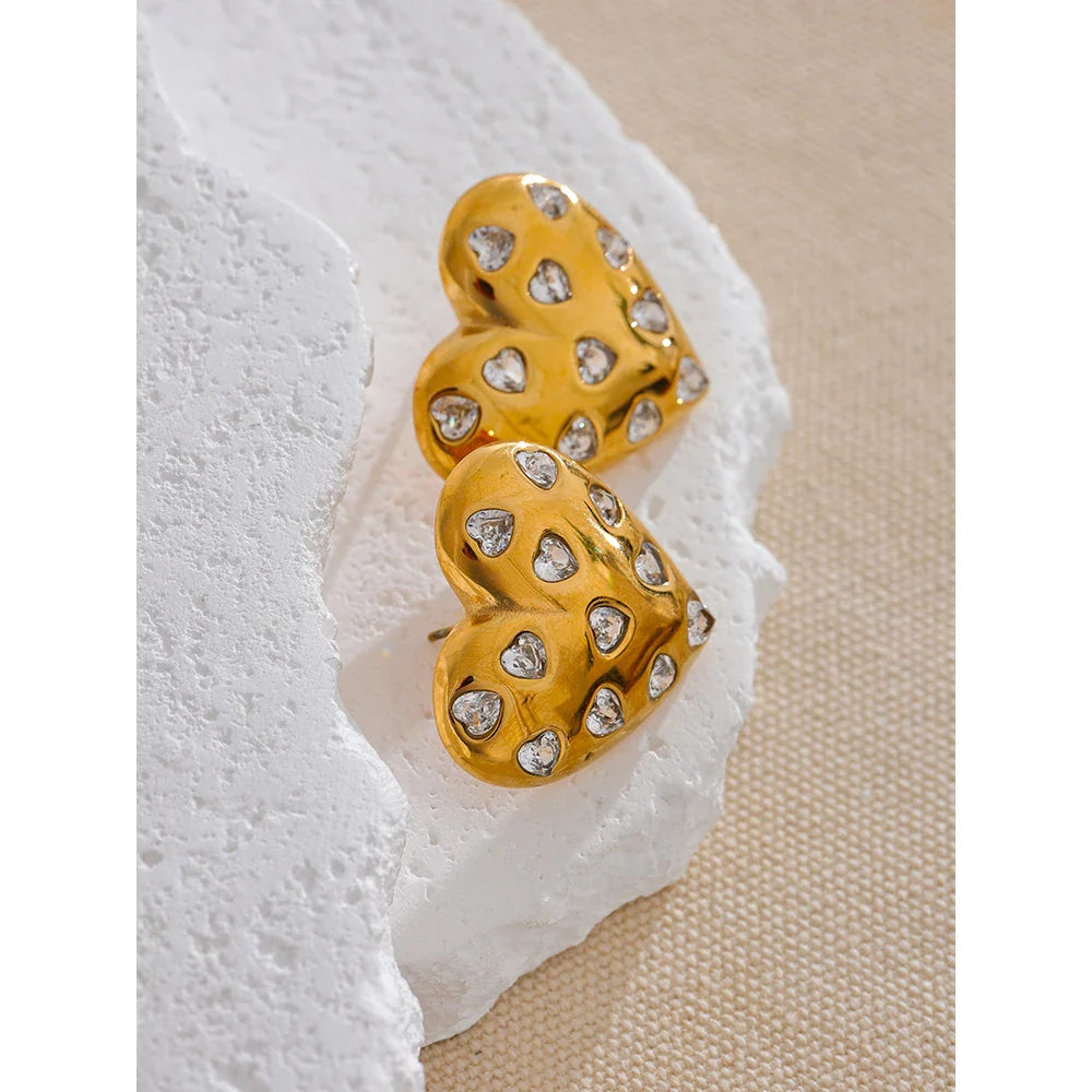 Heart shaped stud earrings