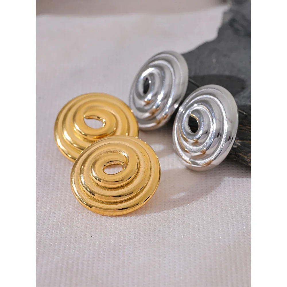 Round Circle Big Stud Earrings