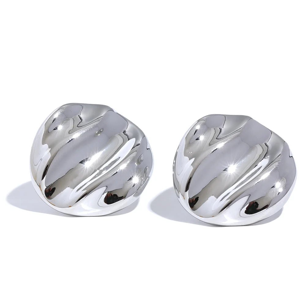 Round Geometric Shiny Stud Earrings