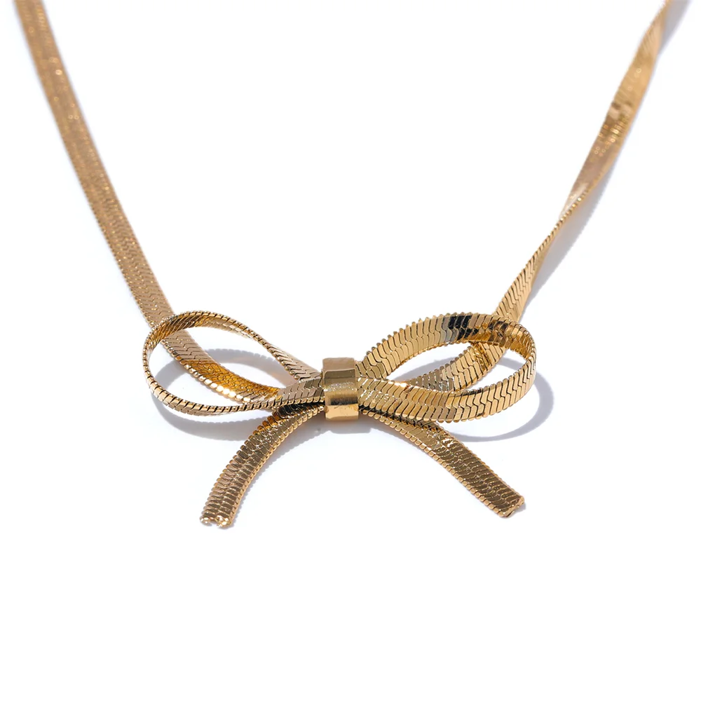 Snake Chain Trendy Bowknot Bow Necklace Bracelet Bangle Set