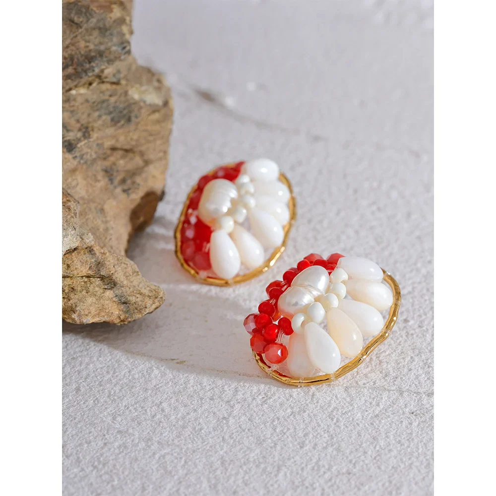 Red beaded earrings
