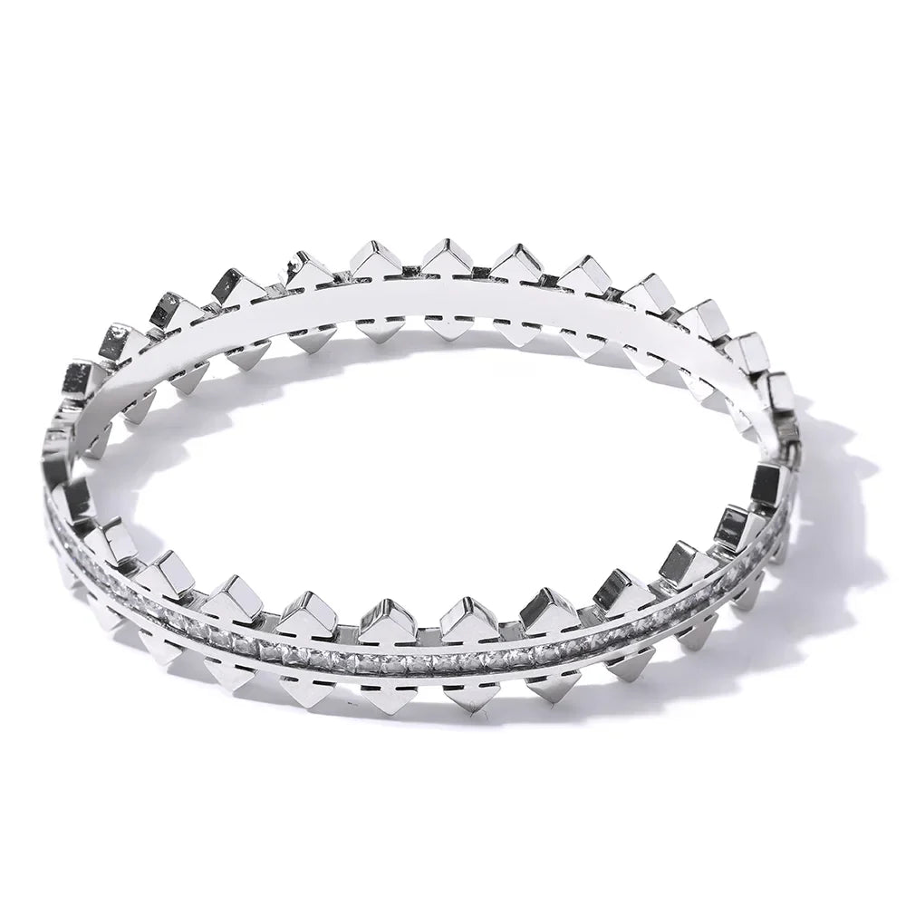 Unique CZ Geometric Bracelet