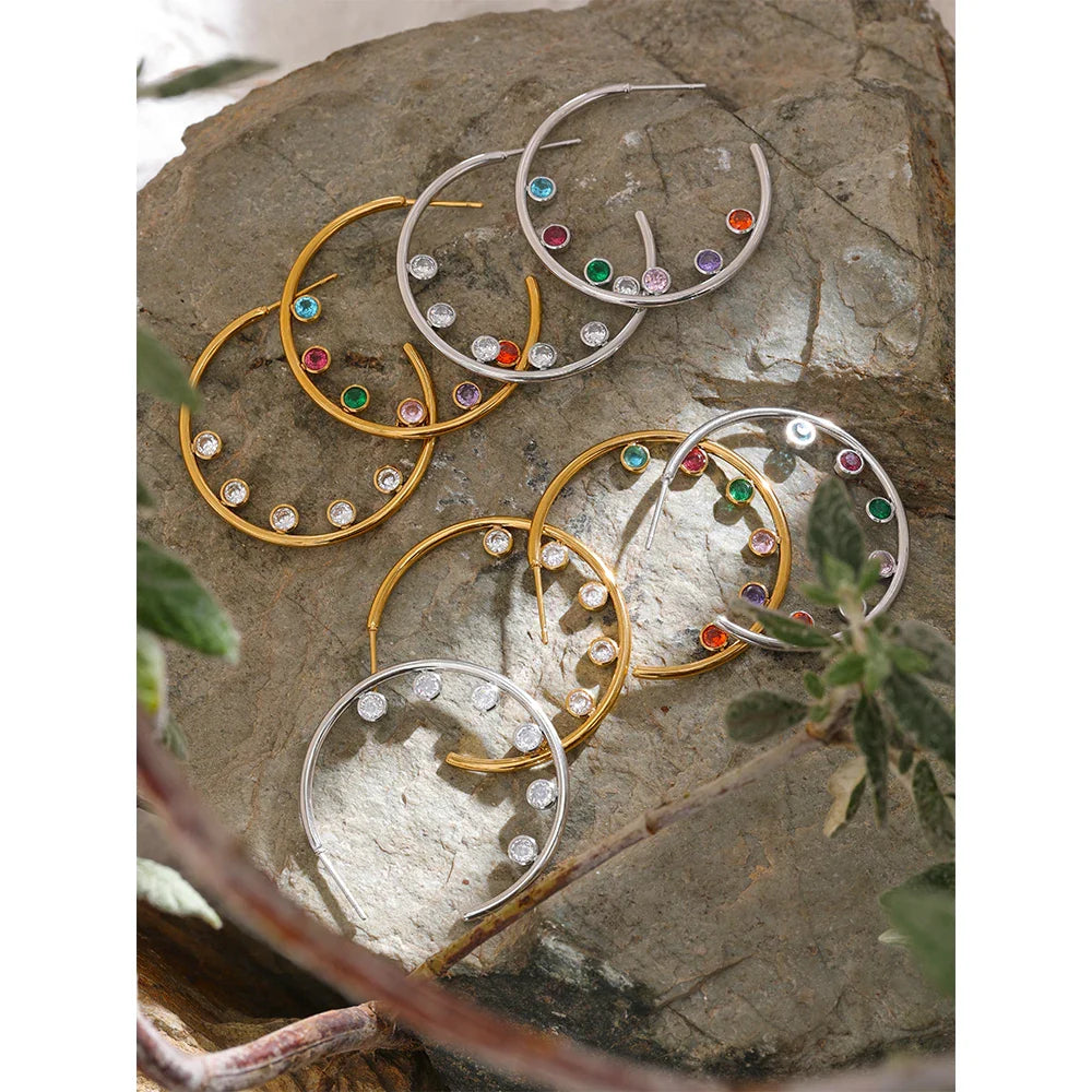 Cubic zirconia hoop earrings