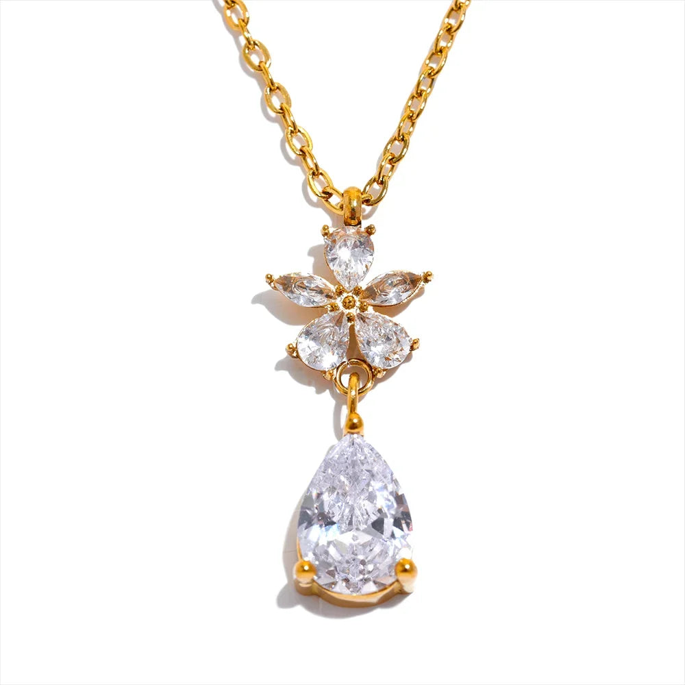 Cubic Zirconia Flower Necklace