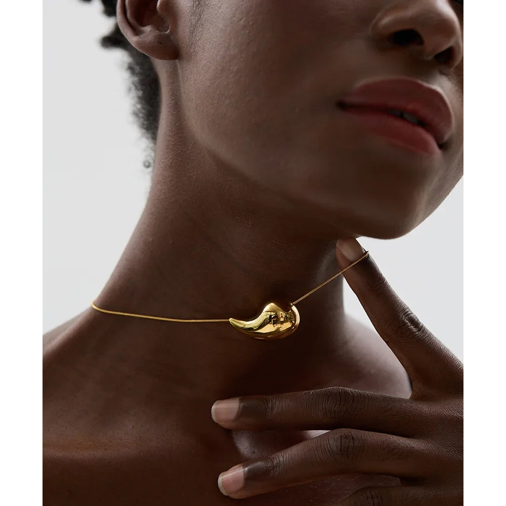 Water Drop Hollow Pendant Necklace