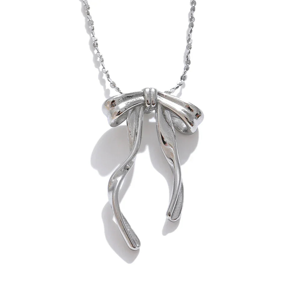 Gold & Platinum Bow Knot Necklace