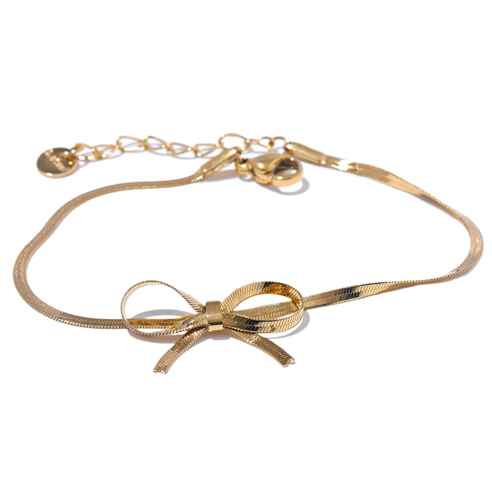 Snake Chain Trendy Bowknot Bow Necklace Bracelet Bangle Set