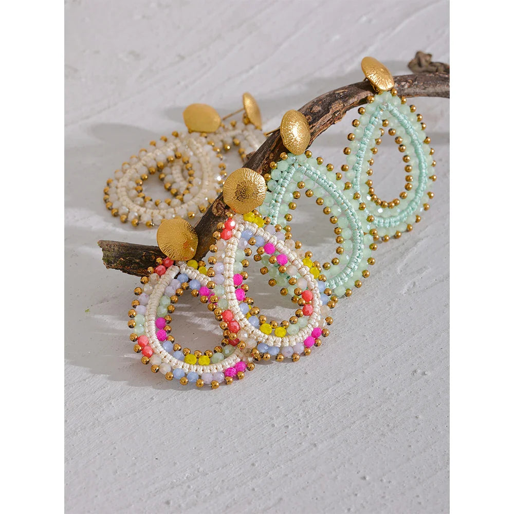 Handmade Beaded Hoop Earrings