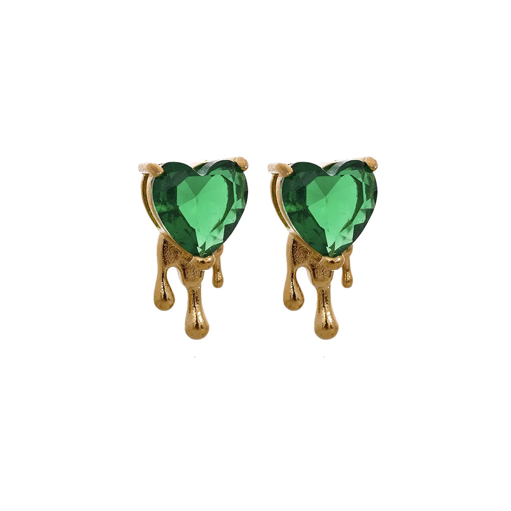Cubic Zirconia Heart Stud Earrings