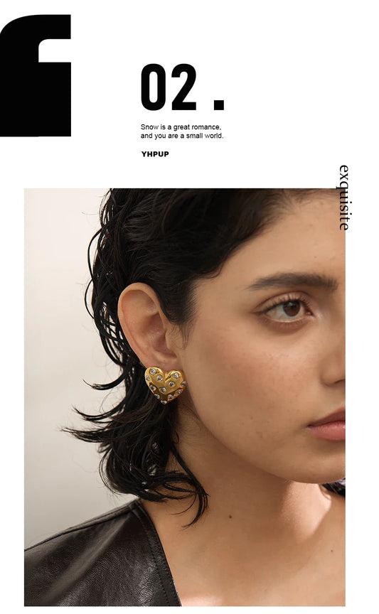 Heart shaped stud earrings
