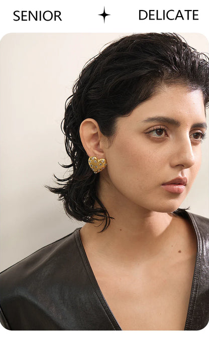 Heart shaped stud earrings