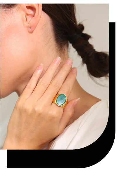 Wide band rings with stones