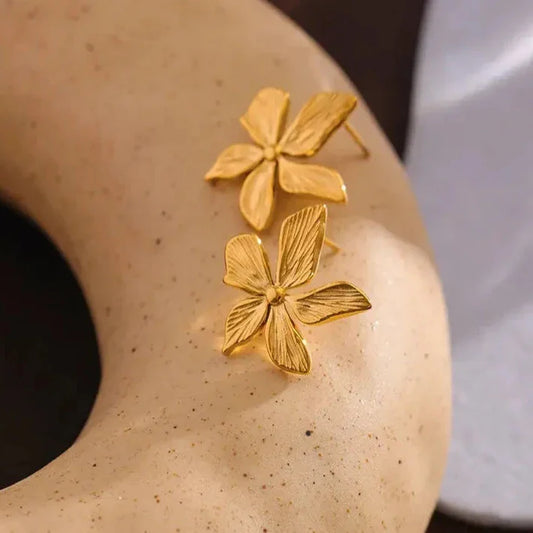 Golden Flower Stud Earrings