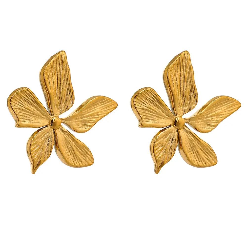 Golden Flower Stud Earrings