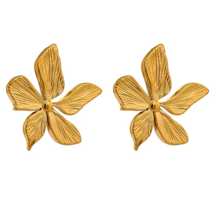 Golden Flower Stud Earrings