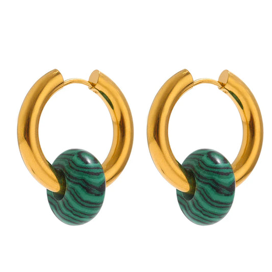Natural Stone Hoop Earrings