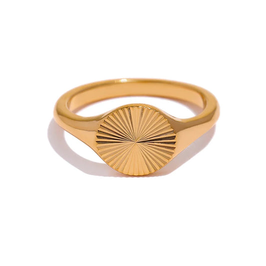 Metal Texture Golden Geometric Ring