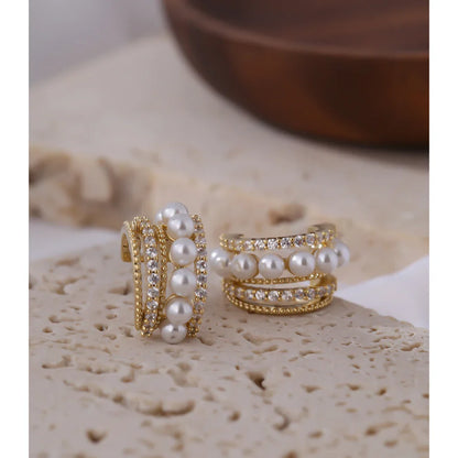Pearl and cubic zirconia earrings