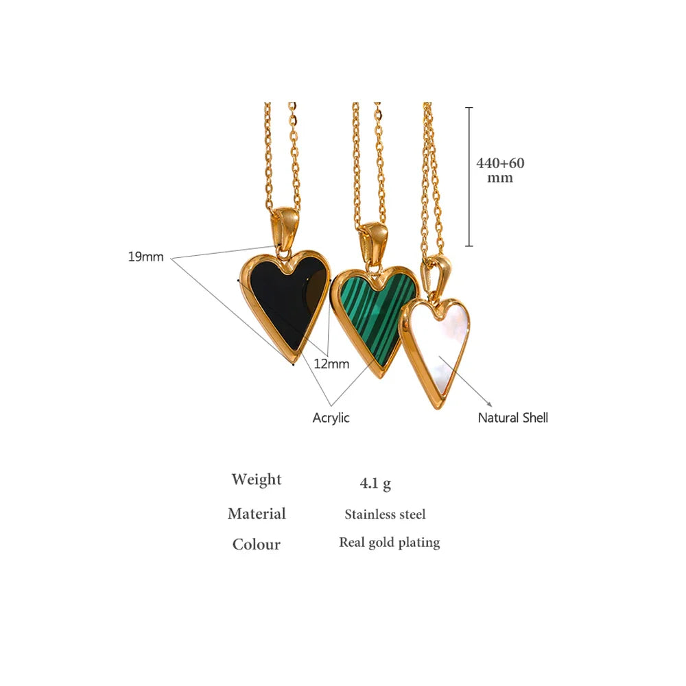 Acrylic Shell Heart Pendant Necklace