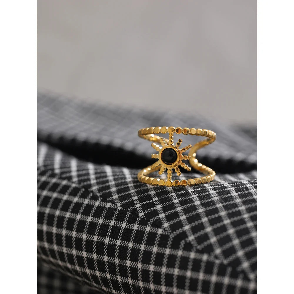 Gold Ring With Black Stone