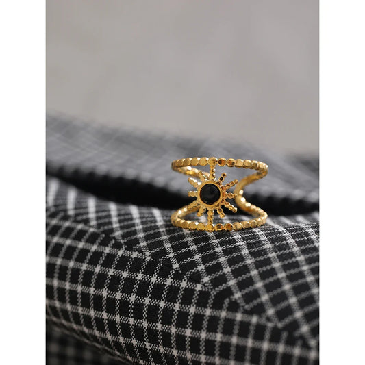 Gold Ring With Black Stone