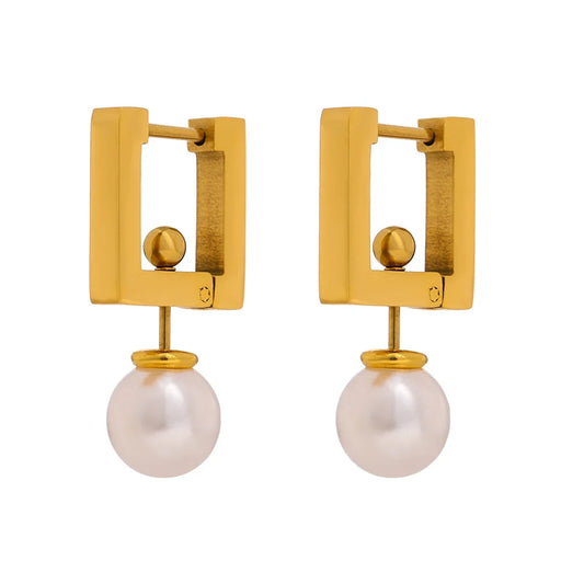 Square Pearl Hoops