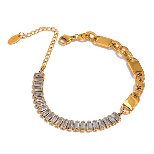 Cubic Zirconia Clavicle Chain Necklace Bracelet