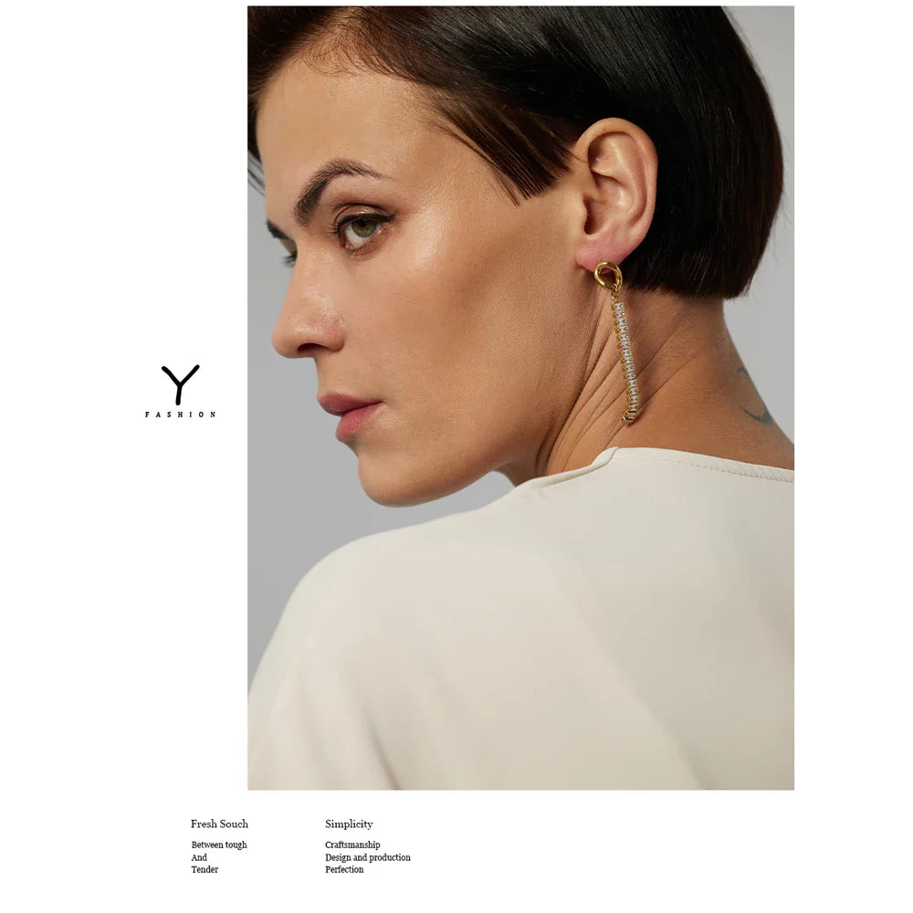 CZ gold earrings