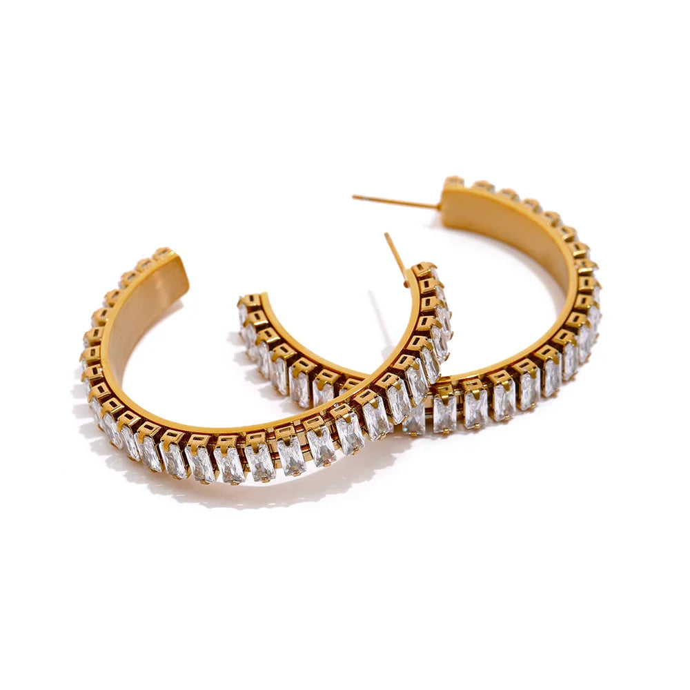 Luxury Golden Round Stud Earrings