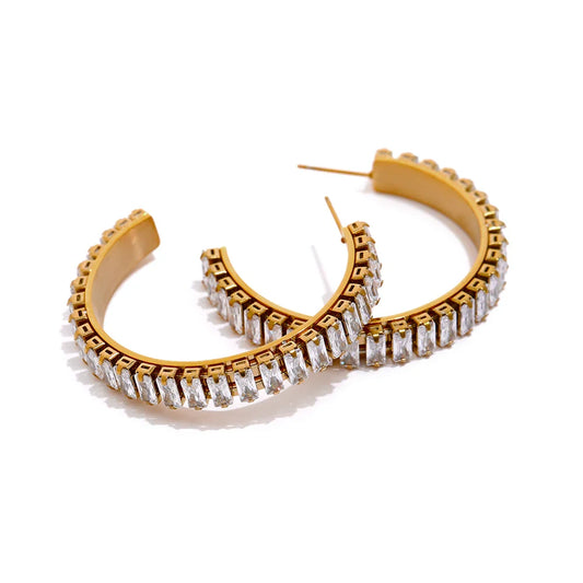 Luxury Golden Round Stud Earrings