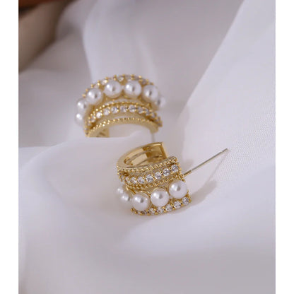 Pearl and cubic zirconia earrings