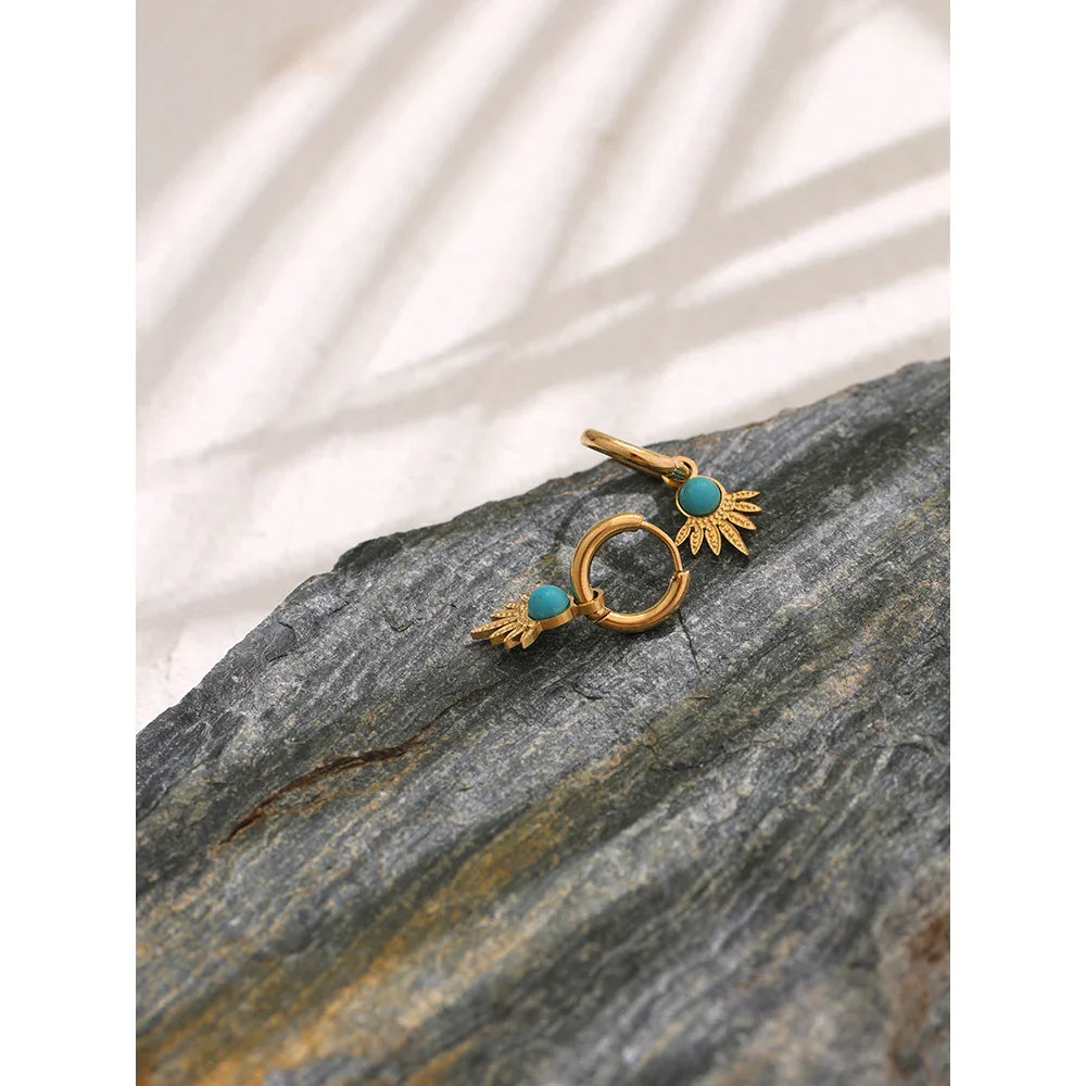 Stone hoop earrings
