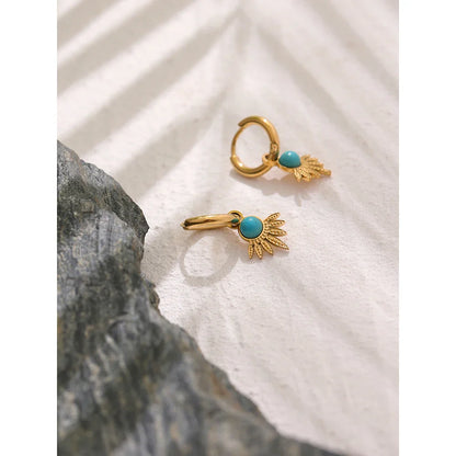 Stone hoop earrings