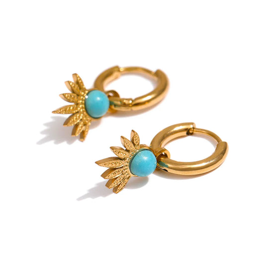Stone hoop earrings