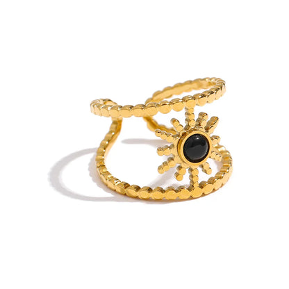Gold Ring With Black Stone