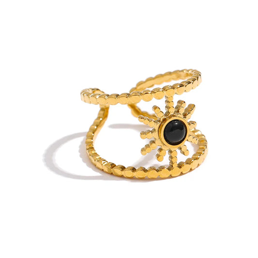 Gold Ring With Black Stone