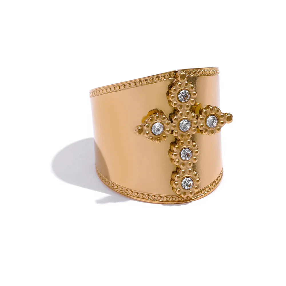 Cubic Zirconia Cross Ring