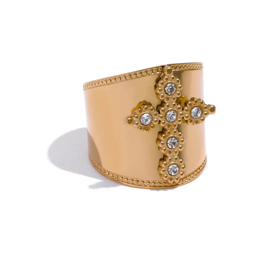 Cubic Zirconia Cross Ring