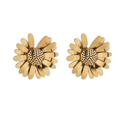 Metal Daisy Flower Stud Earrings