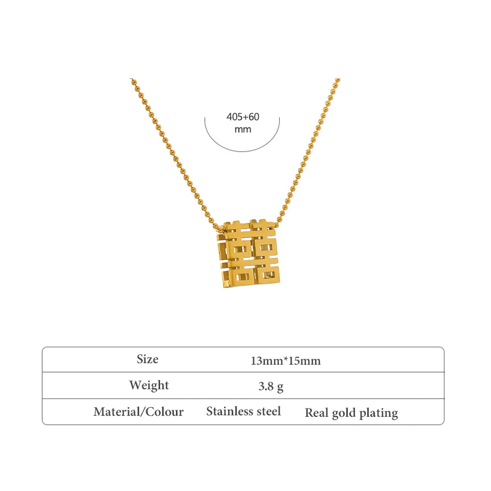 Lucky Chinese Character Pendant Necklace