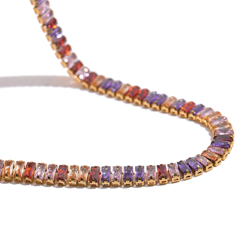 Colorful CZ Chain Necklace