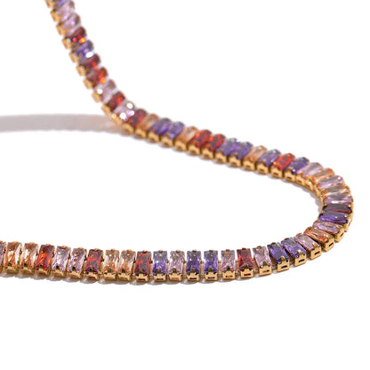 Colorful CZ Chain Necklace
