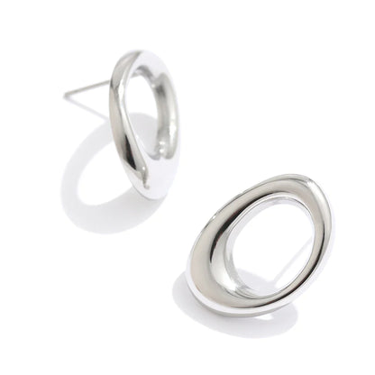 Round Hollow Stud Earrings