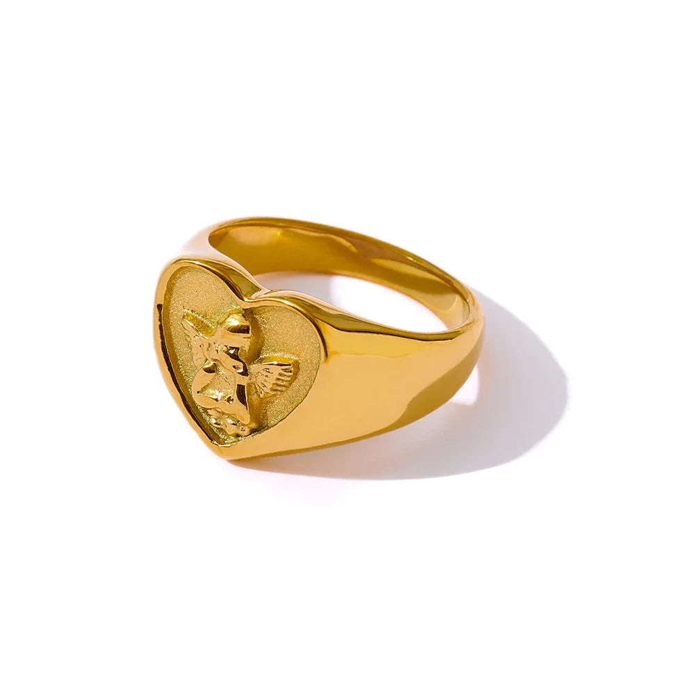 Romantic Heart Stainless Steel Ring