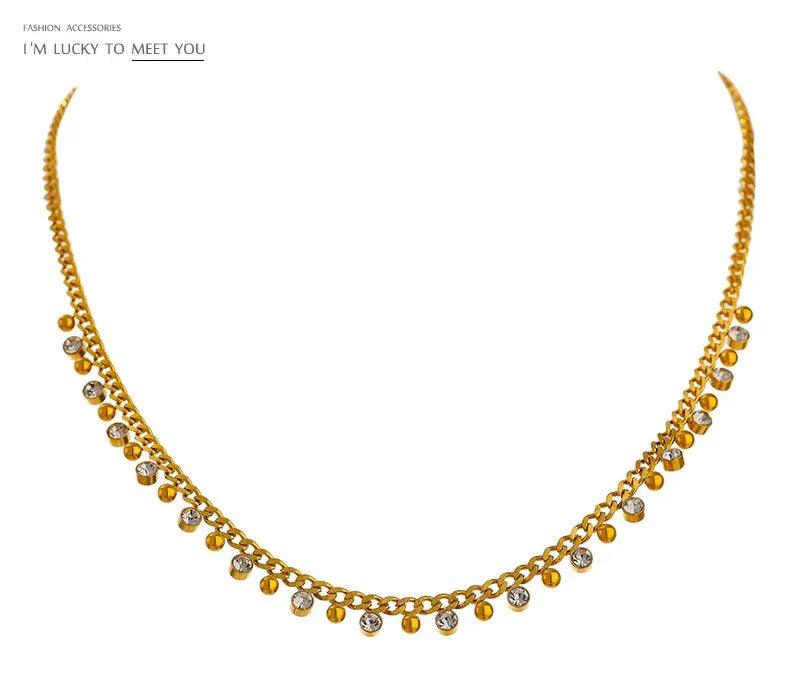 Shiny Cubic Zirconia Chain Necklace