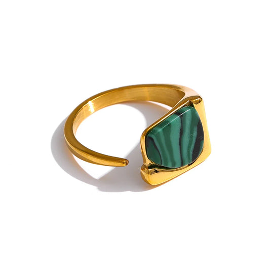 Vintage Natural Stone Opening Metal Finger Ring
