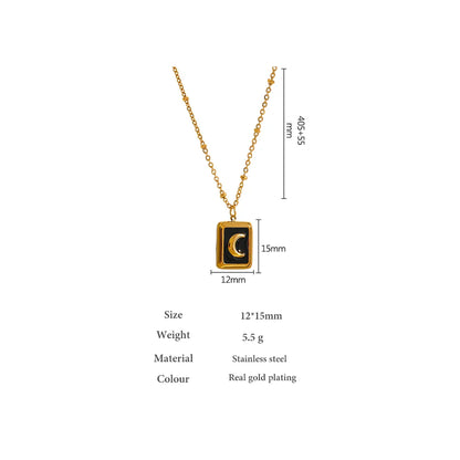 Enamel Moon Pendant Necklace