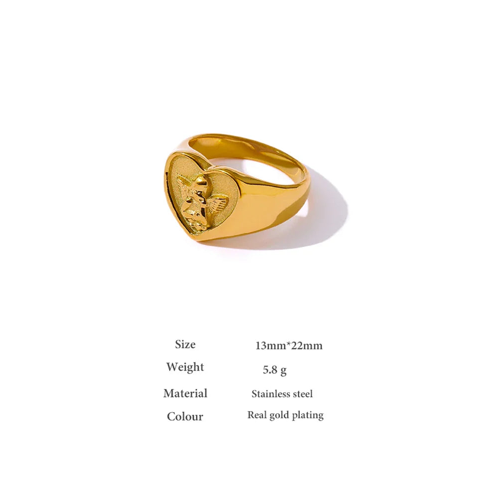 Romantic Heart Stainless Steel Ring