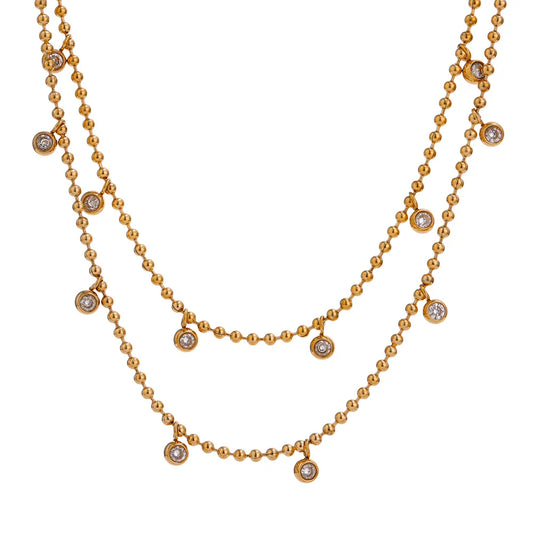Double Layer Cubic Zirconia Bead Necklace